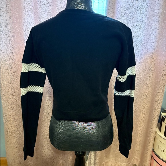 Express Black and Cream Boxy Crop Sweatshirt - Picture 3 of 4